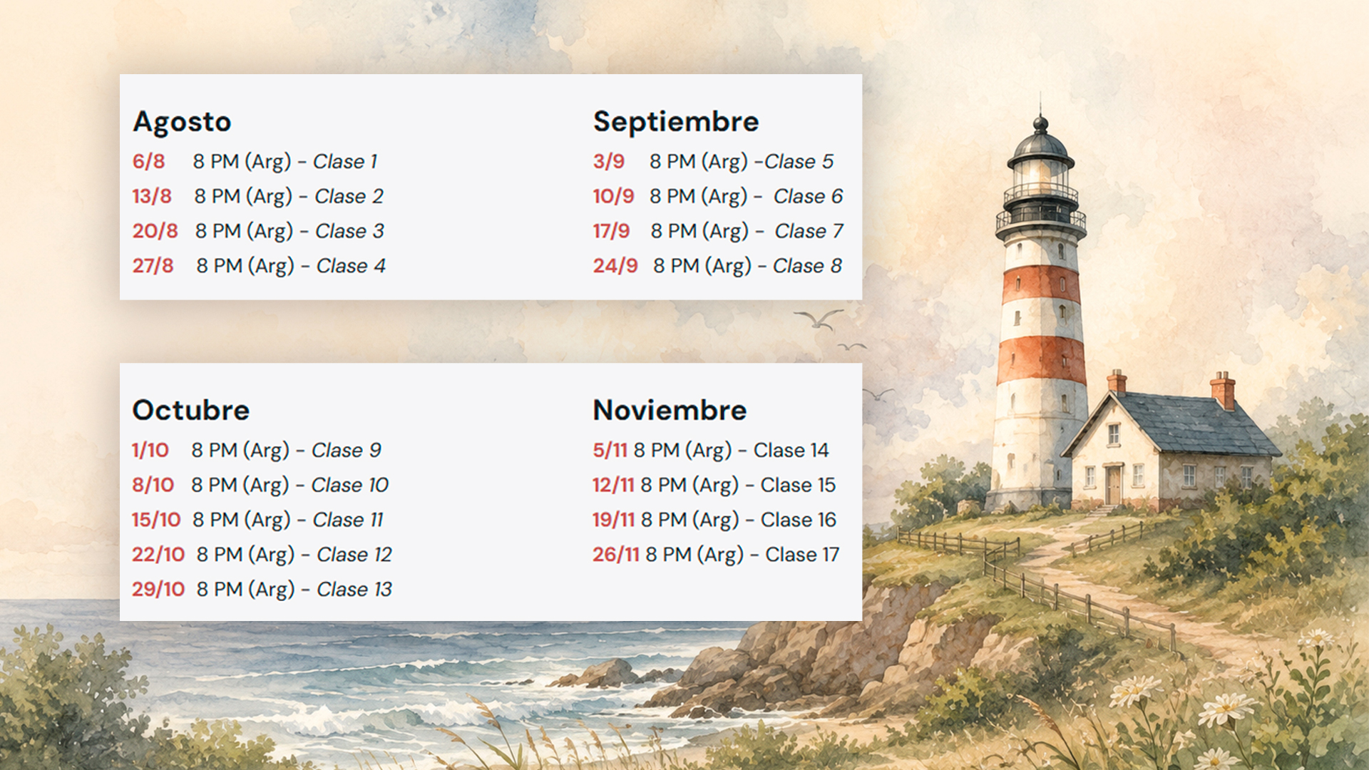Calendario de Encuentros en vivo
